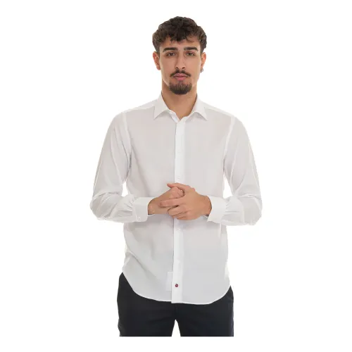 Càrrel , Textured Italia Dress Shirt with Clutch ,White male, Sizes: