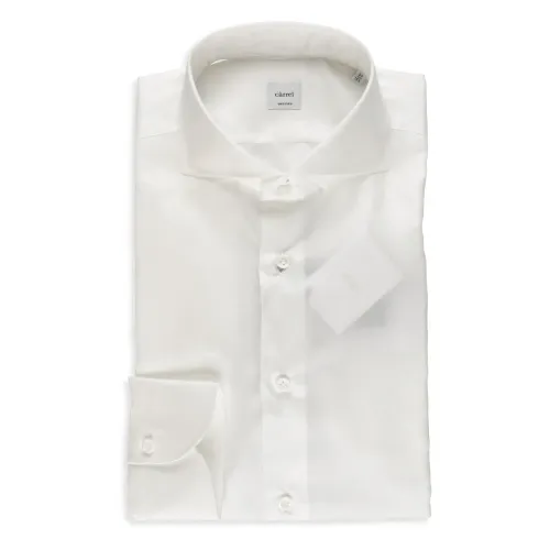 Càrrel , White Cotton Shirt with Collar and Long Sleeves ,White male, Sizes: