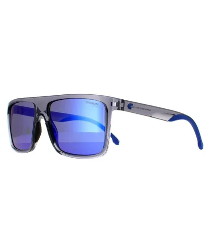 Carrera Rectangle Mens Grey Blue Mirror Sunglasses - One