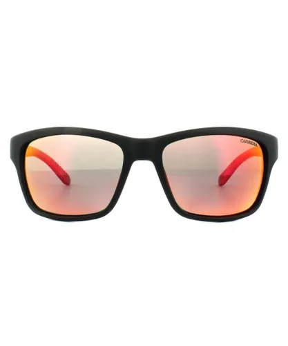 Carrera Wrap Mens Matt Black Red Mirror Polarized Sunglasses - One