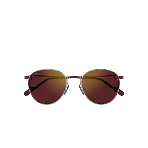 Cartier , Elegant Oval Sunglasses with Mirrored Lenses ,Red female, Sizes: