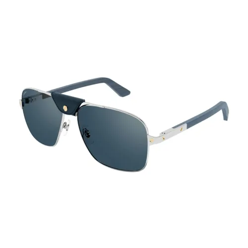 Cartier , Metal Sun Uomo Sunglasses ,Blue unisex, Sizes: