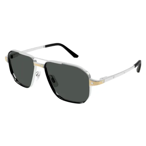Cartier , Santos Aviator ‘ Ct0424S’ Sunglasses /Silver ,Gray unisex, Sizes: