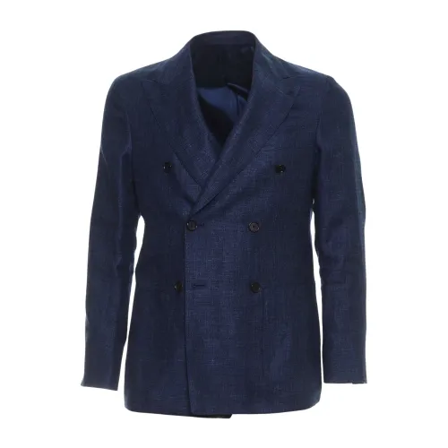 Caruso , Mens Clothing Blazer Blue Ss24 ,Blue male, Sizes: