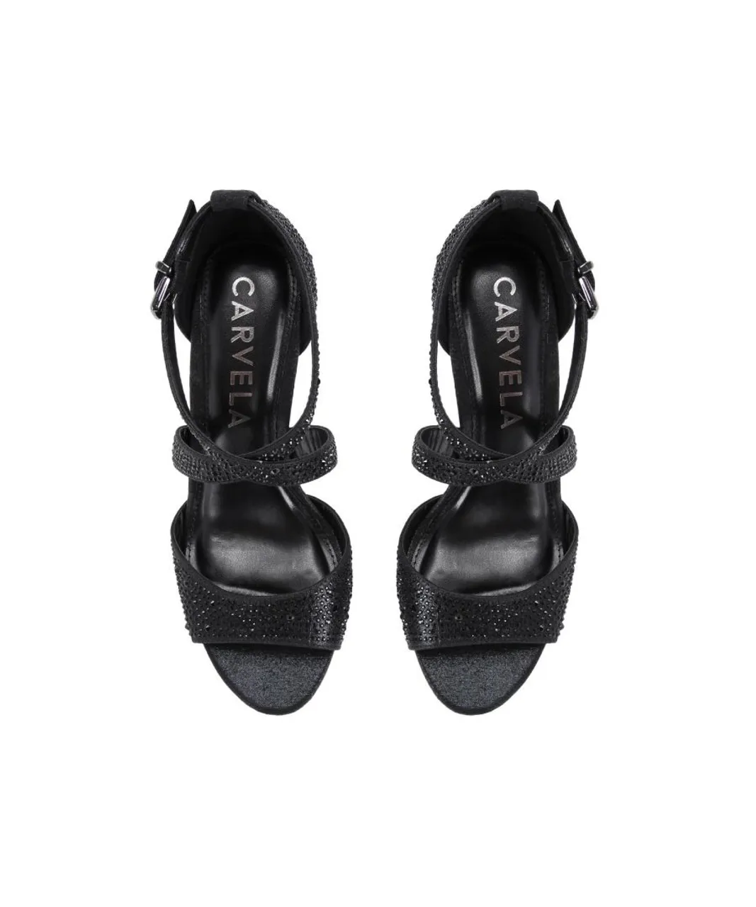 Carvela Womens Kross Sandal Jewel Sandals - Black Fabric