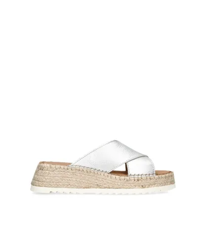 Carvela Womens Leather Chase Cross Band Espadrilles - Silver Leather (archived)