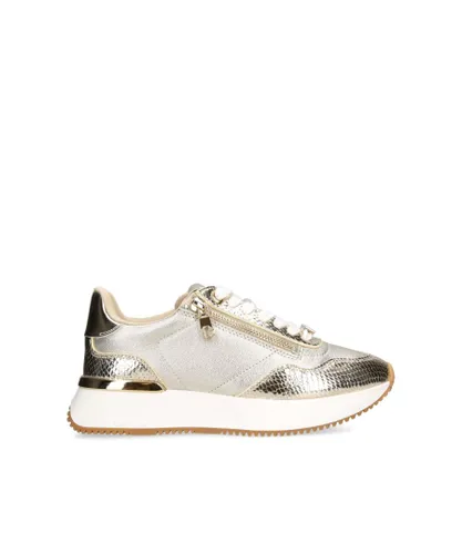Carvela Womens Leather Flare Zip Sneakers - Gold Leather (archived)