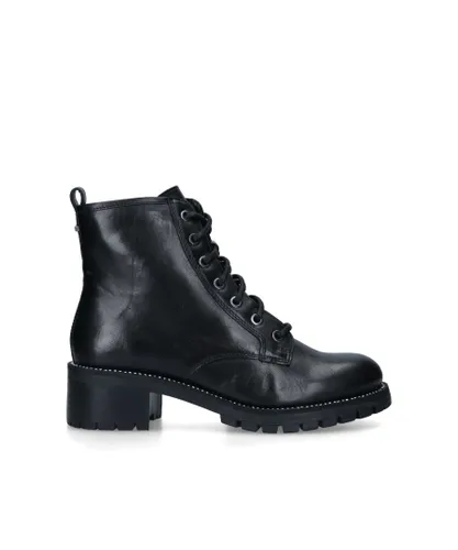 Carvela Womens Leather Treaty Lace Up Boots - Black Leather (archived)