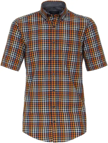 Casa Moda Short Sleeve Casual Shirt Checks Blue Multicolour Orange