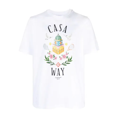Casablanca , Cotton T-Shirt with Signature Artwork ,White male, Sizes:
