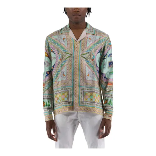 Casablanca , Cuban Collar Shirt ,Green male, Sizes: