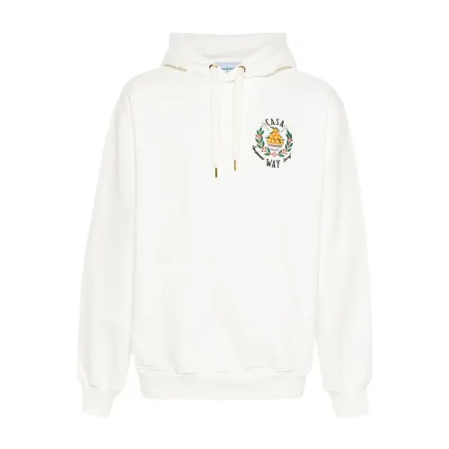 Casablanca , Embroidered Cotton Hoodie ,White male, Sizes: