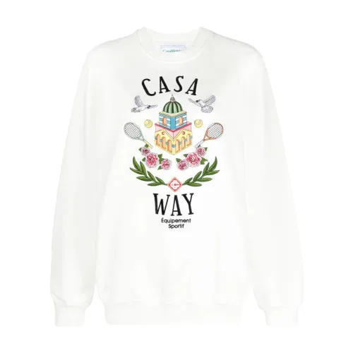 Casablanca , Embroidered Sweatshirt with Retro Motifs ,White female, Sizes: