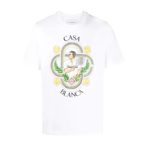 Casablanca , Le Joueur Printed T-shirt ,White male, Sizes: