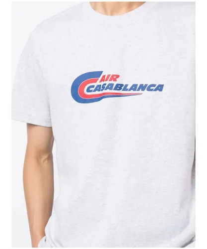 Casablanca Mens Air Print T-Shirt in Grey Cotton