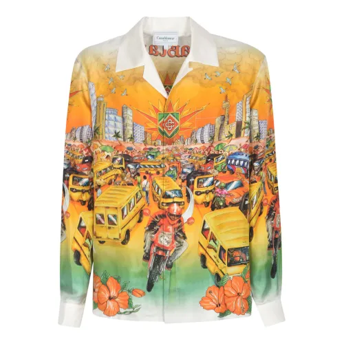 Casablanca , Mens Clothing Shirts Silk Twill Ss24 ,Multicolor male, Sizes: