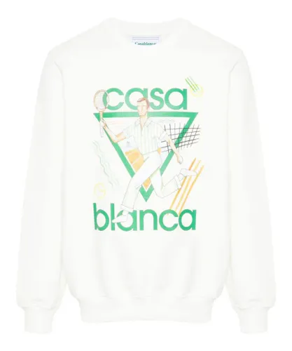 Casablanca Mens Le Jeu Printed Cotton Sweatshirt in White