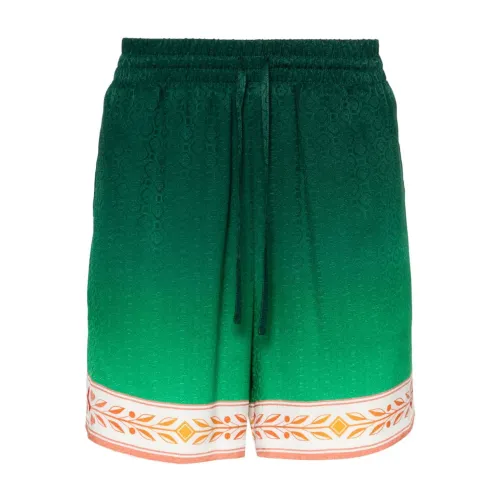 Casablanca , Monogram Silk Shorts ,Green male, Sizes: