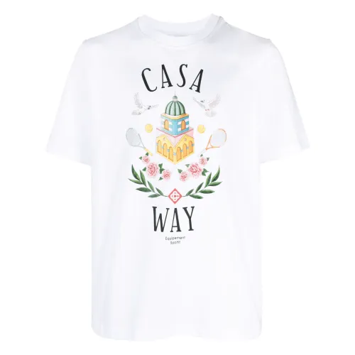 Casablanca , Organic Cotton T-shirt ,White male, Sizes: