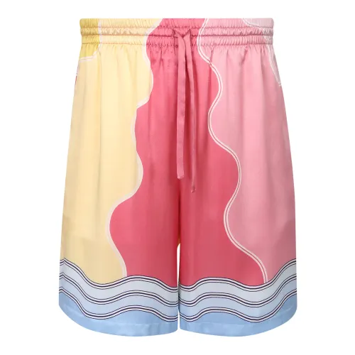 Casablanca , Printed Satin Bermuda Shorts ,Pink male, Sizes: