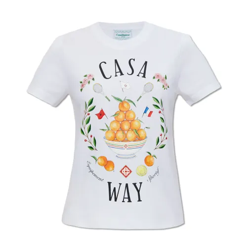 Casablanca , Printed T-shirt ,White female, Sizes: