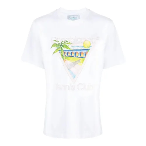 Casablanca , Tennis Club Icon Graphic Print T-shirt ,White female, Sizes: