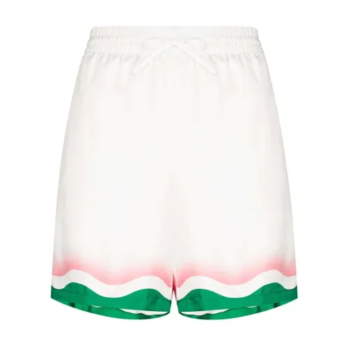 Casablanca , Wave-Print Ping Pong Shorts ,White female, Sizes: