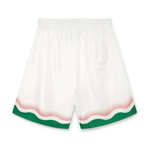 Casablanca , White Silk Shorts with Elasticated Waist ,White male, Sizes: