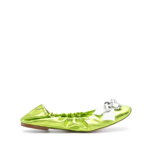 Casadei , Casadei Flat shoes Green ,Green female, Sizes: