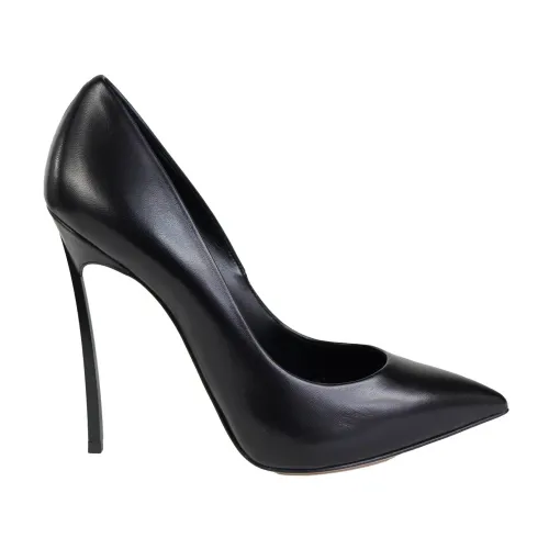 Casadei , Elegant Black Leather Heels ,Black female, Sizes: