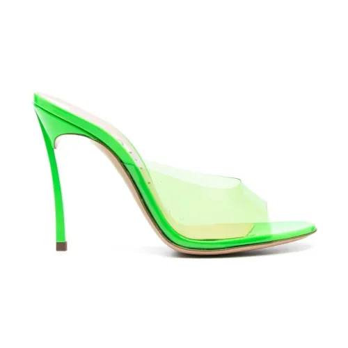 Casadei , Neon Green Transparent Peep-Toe Sandals ,Green female, Sizes: