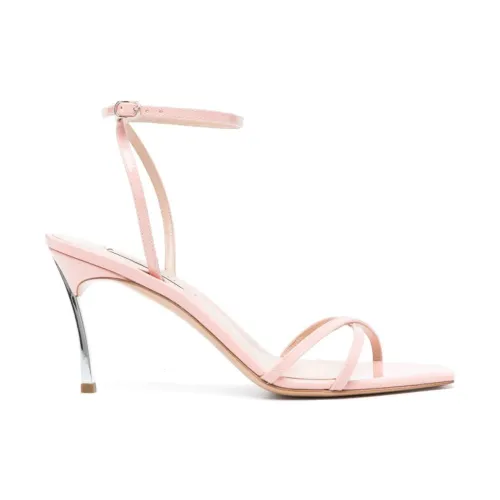 Casadei , Powder Pink Patent Leather Sandals ,Pink female, Sizes: