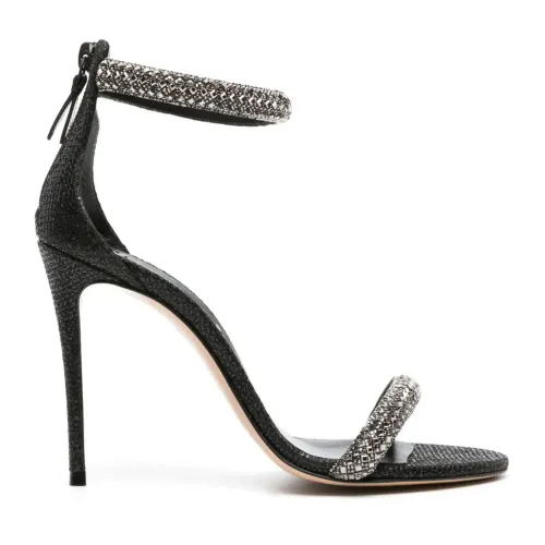 Casadei , Silver Glitter Leather Sandals ,Gray female, Sizes: