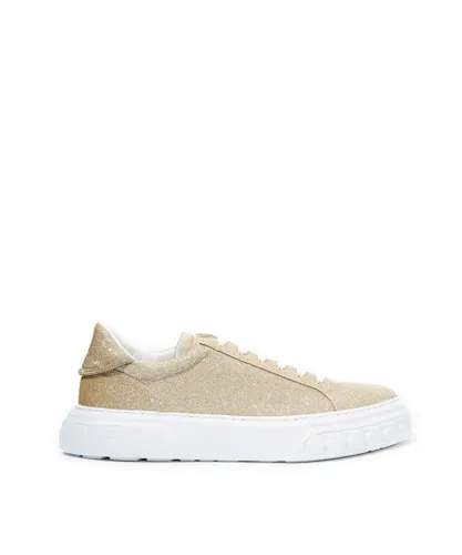 Casadei WoMens Gold Glitter 'Off Road' Sneaker Leather
