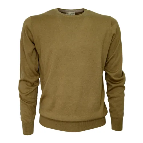 Cashmere Company , Beige Crew Neck Sweater 1535 ,Yellow male, Sizes: