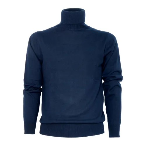 Cashmere Company , Dolcevita shirt 1510 ,Blue male, Sizes:
