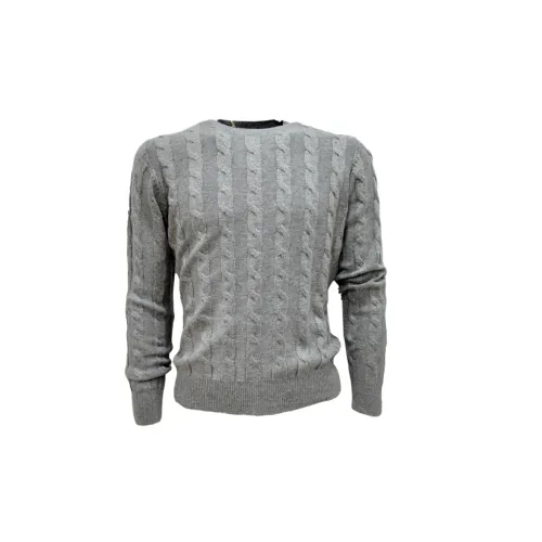 Cashmere Company , M Braid Sweater ,Gray male, Sizes: