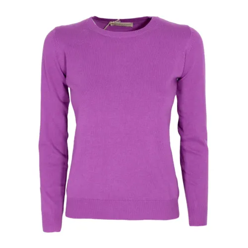 Cashmere Company , Purple Cashmere and Wool Crewneck Sweater Made in Italy ,Purple female, Sizes: