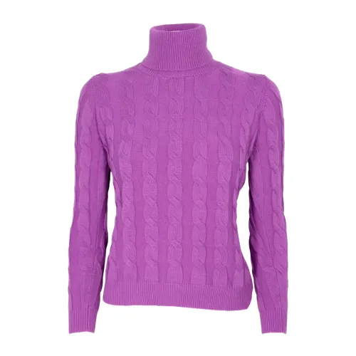 Cashmere Company , Purple Cashmere and Wool Dolcevita Turtleneck ,Purple female, Sizes: