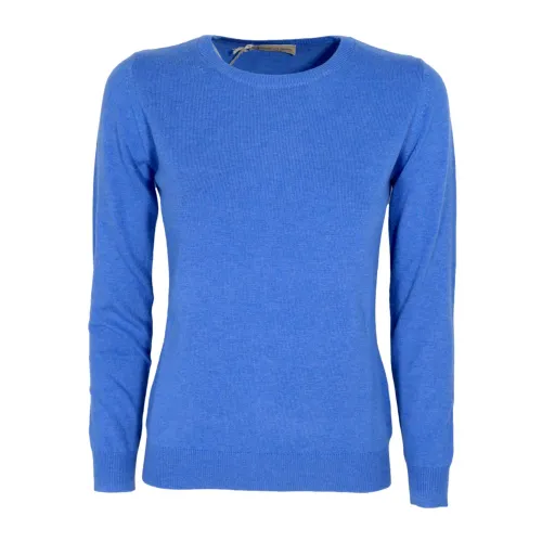 Cashmere Company , Slim Fit Cashmere and Wool Sweater - Made in Italy - Blue ,Blue female, Sizes:
