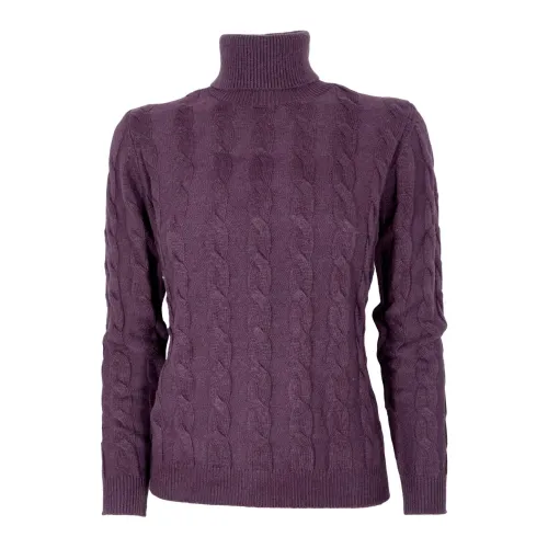 Cashmere Company , Turtleneck ,Purple female, Sizes: