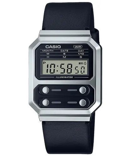 Casio Collection Vintage Unisex's Black Watch A100WEL-1AEF Leather (archived) - One Size
