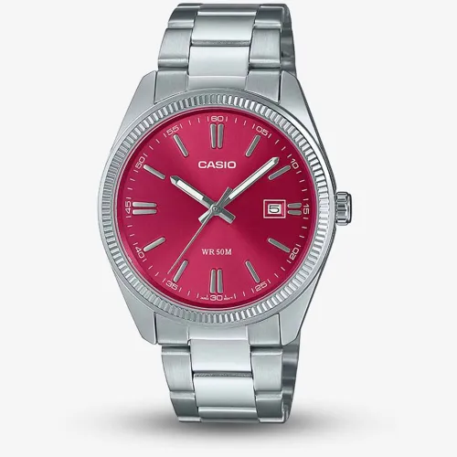 Casio MTP Stainless Steel Red Dial Watch MTP-1302PD-4AVEF