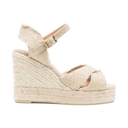 Castañer , Bromelia Beige Cotton Sandals with Glitter Details ,Beige female, Sizes: