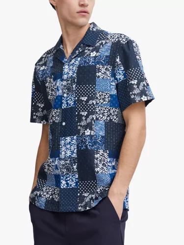 Casual Friday Alvin Short Sleeve Patchwork Shirt, Navy/Multi - Navy/Multi - Male