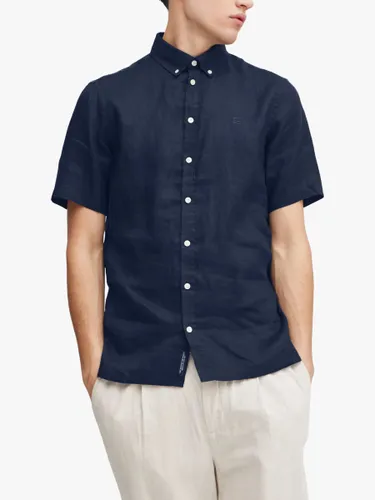 Casual Friday Anton Short Sleeve Linen Shirt - Navy Blazer - Male