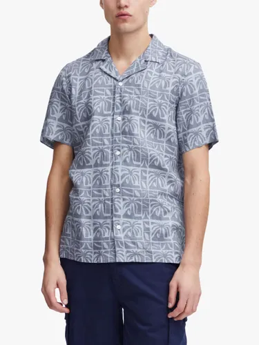 Casual Friday Anton Short Sleeve Palm Linen Shirt - Heron - Male