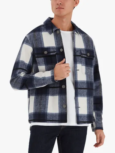 Casual Friday Justan Checked Wool Blend Overshirt, Navy/Multi - Navy/Multi - Male
