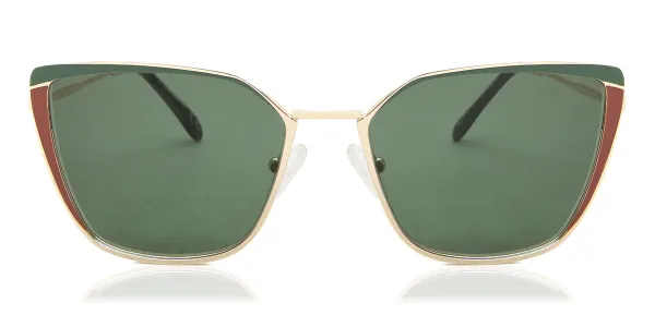 Cat Eye Full Rim Metal Women's Prescription Sunglasses Green Size 55 - SmartBuy Collection