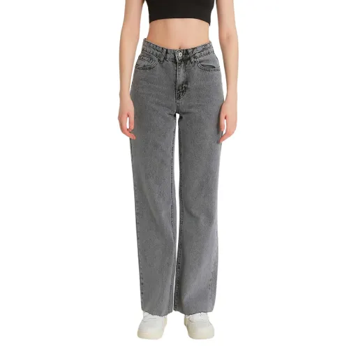 Catwalk , Basic Jeans High Waist - D83606 ,Gray female, Sizes: